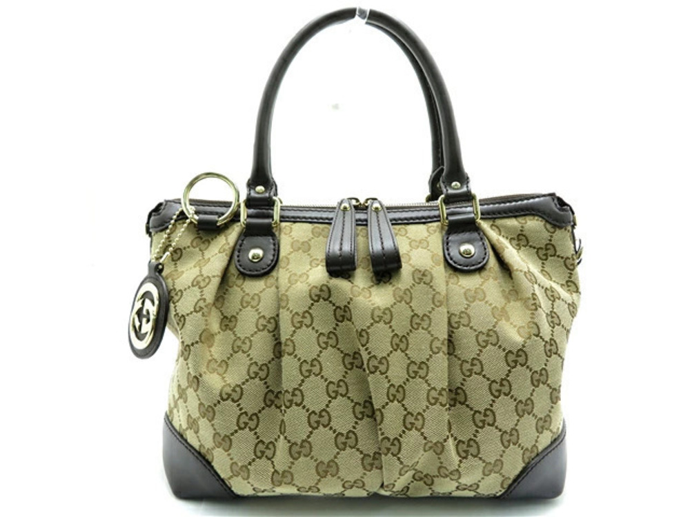 Gucci handbag canvas Beige Cream brown GG